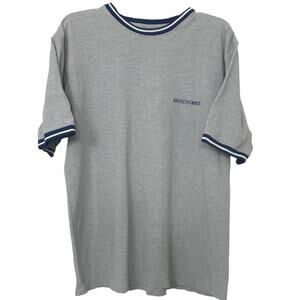 Abercrombie & Fitch Y2K Vintage Gray & Blue Cotton Ringer T Shirt Medium